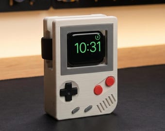 Game Boy Apple Watch Charger Stand - Retro Gaming Dock for SE S7 S8 S9 S10 Ultra 2, Nostalgic Desk Decor, Unique Birthday Gift for Gamers