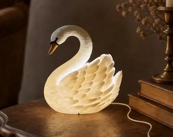 3D Printed Swan Night Light, Elegant LED Table Lamp, Warm Glow Aesthetic Decor, Unique Gift for Her, Wedding Gift, Nursery & Home Accent