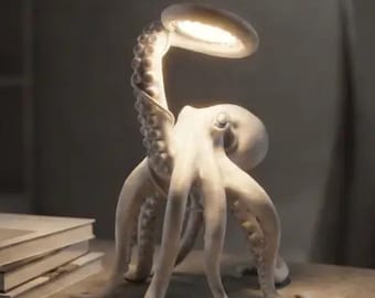Octopus Desk Lamp - Quirky Ocean Creature LED Light, Unique Nautical Reading Lamp, Whimsical Sea Animal Decor, Gift for Him & Her