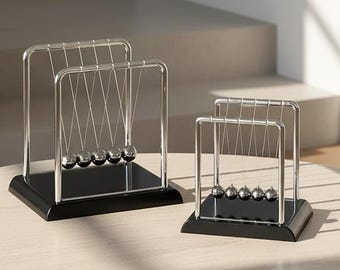 Newton's Cradle - Large, Medium, Small Sizes - Kinetic Desk Toy for Office & Home Decor - Stress Relief, Physics Demonstration, Metal Balls