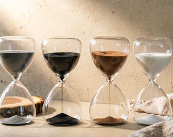 15-Minute Colored Glass Hourglass Timer – Nordic Style Home Decor & Practical Gift (Coffee/Black/White/Gray Sand)