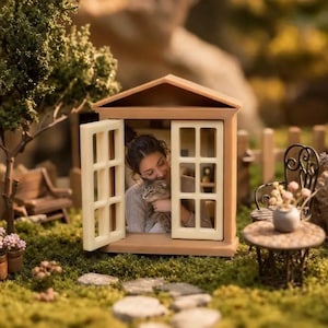 Window Photo Frame for 3x5, Openable House Picture Holder, Cute Cottage Decor, Unique Gift for Couple, Pet Memorial, Miniature Ornament