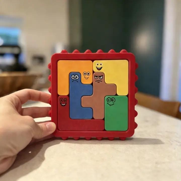 Monster Block Puzzle - Geometric Brain Teaser for Kids and Adults, Fun Desk Toy and Shelf Decor, Logic Game with Expressive Faces, STEM Gift product image