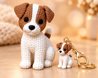 Figura o llavero de Jack Russell Terrier, perro con textura de punto impreso en 3D, mini colgante para bolso con forma de cachorro, regalo para amantes de los perros, 2 tamaños.