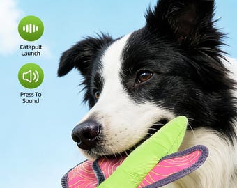 Interactive Dragonfly Dog Toy, Bouncy Flying Insect Pet Toy, Catapult Launch Squeaky Toy for Outdoor Play, Gift for Dog Lovers