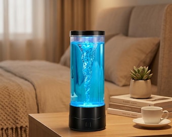 Vintage Rocket Swirling Tornado Space Accent Lamp Light KL201 Blue