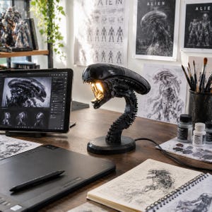 Alien Lamp - 3D Printed Sci-Fi Horror Desk Light, USB Powered Glow for Gaming Room & Bedroom Decor, Perfect Gift for Fans