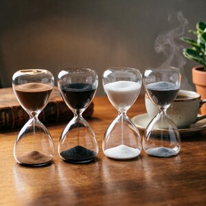 15-Minute Colored Glass Hourglass Timer – Nordic Style Home Decor & Practical Gift (Coffee/Black/White/Gray Sand) image 2