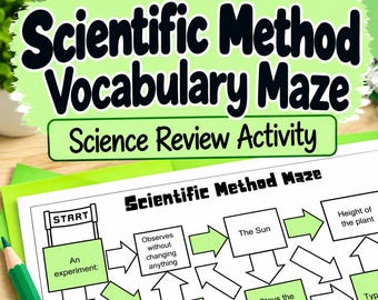 Scientific Method Vocabulary Maze, Science Review Activity, Grades 4-6 Printable