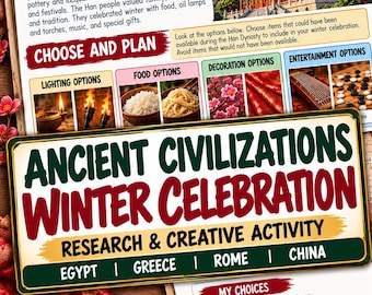 Ancient Civilizations Winter Activity, Egypt Greece Rome China Mini PBL, Grades 6-8