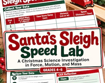 Christmas Science Experiment, Force and Motion STEM Lab, Grades 4–6