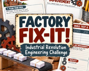 Industrial Revolution STEM Challenge | Factory Engineering Activity | Grades 5-8