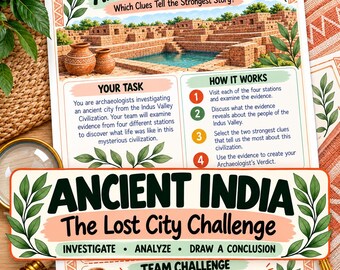 Ancient India Activity | Indus Valley Civilization Archaeology Stations | Grades 4–6