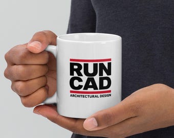 Tazza da caffè RUN CAD / Regalo per architetti, arredamento per ufficio di design