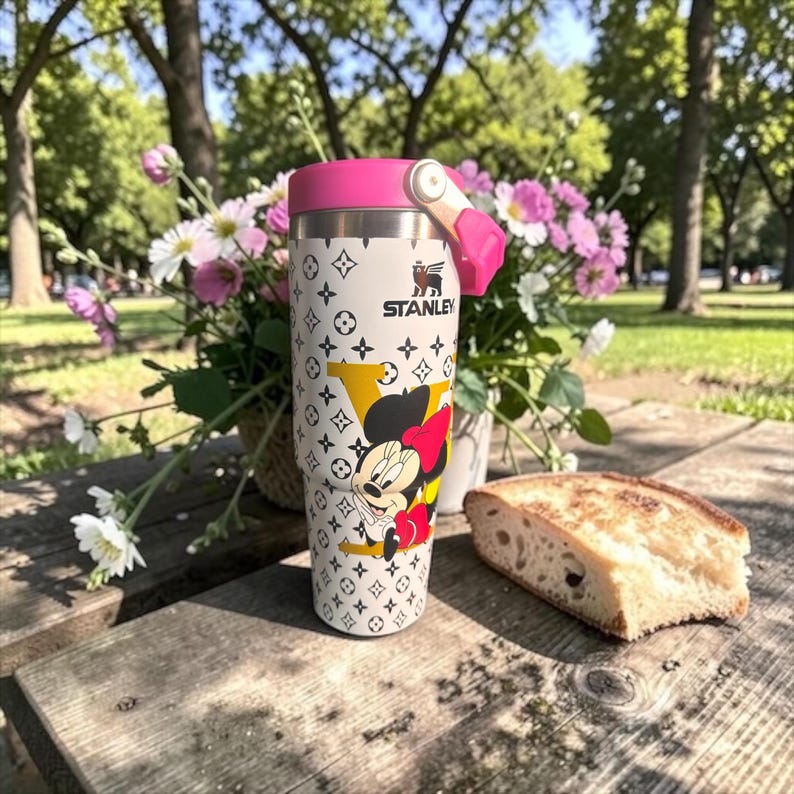 Bundle | Custom Mickey & Minnie 30oz Tumbler Set | Designer Inspired Cup | Stanley Style Tumbler | Gift for Her | Aesthetic Travel Mug image 2