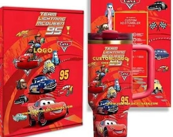 Vaso térmico Lightning McQueen de 1,2 litros (40 oz) con diseño de Cars, regalo para niños, taza de viaje con dibujos animados, estilo Stanley.
