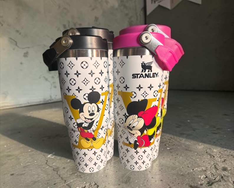 Bundle | Custom Mickey & Minnie 30oz Tumbler Set | Designer Inspired Cup | Stanley Style Tumbler | Gift for Her | Aesthetic Travel Mug image 8