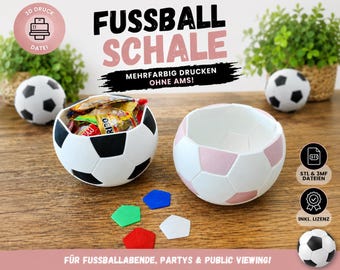 Football bowl STL & 3MF file | Multicolor football without AMS | incl. license | World Cup public viewing decoration