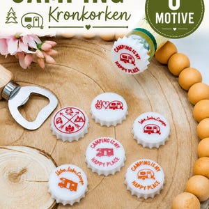 Camping Bottle Cap STL File | 6 Designs | Camper Caravan Bundle | Drink Markers | Digital Download