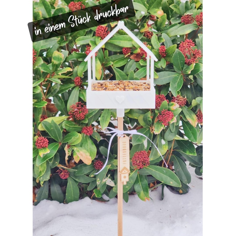 3D print file for bird feeder | printable in one piece | bundle of 2 variants | garden stake & hanging | STL 3MF | commercial license included image 1