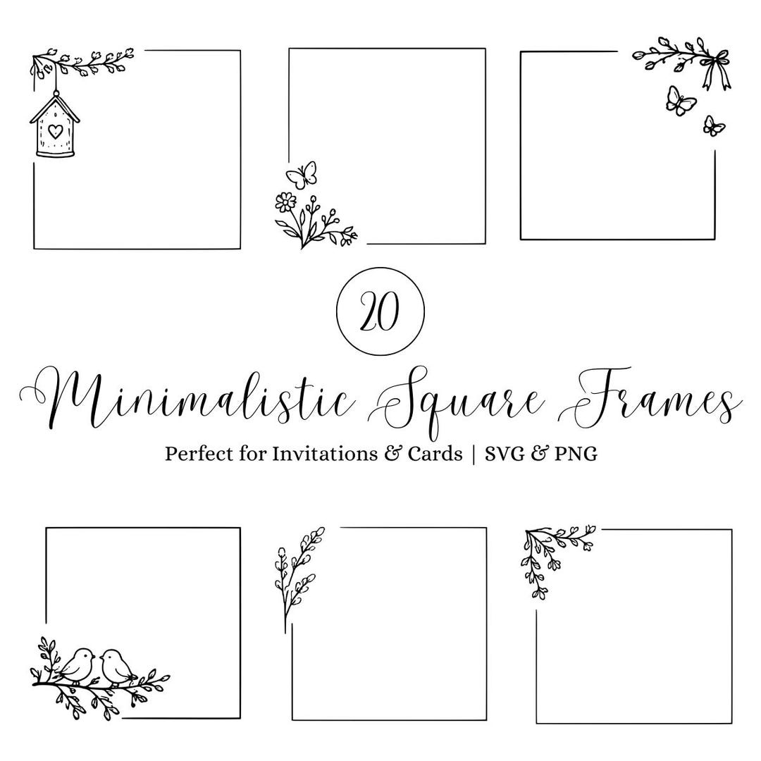 Pacote de molduras quadradas minimalistas em SVG e PNG para convites e ...