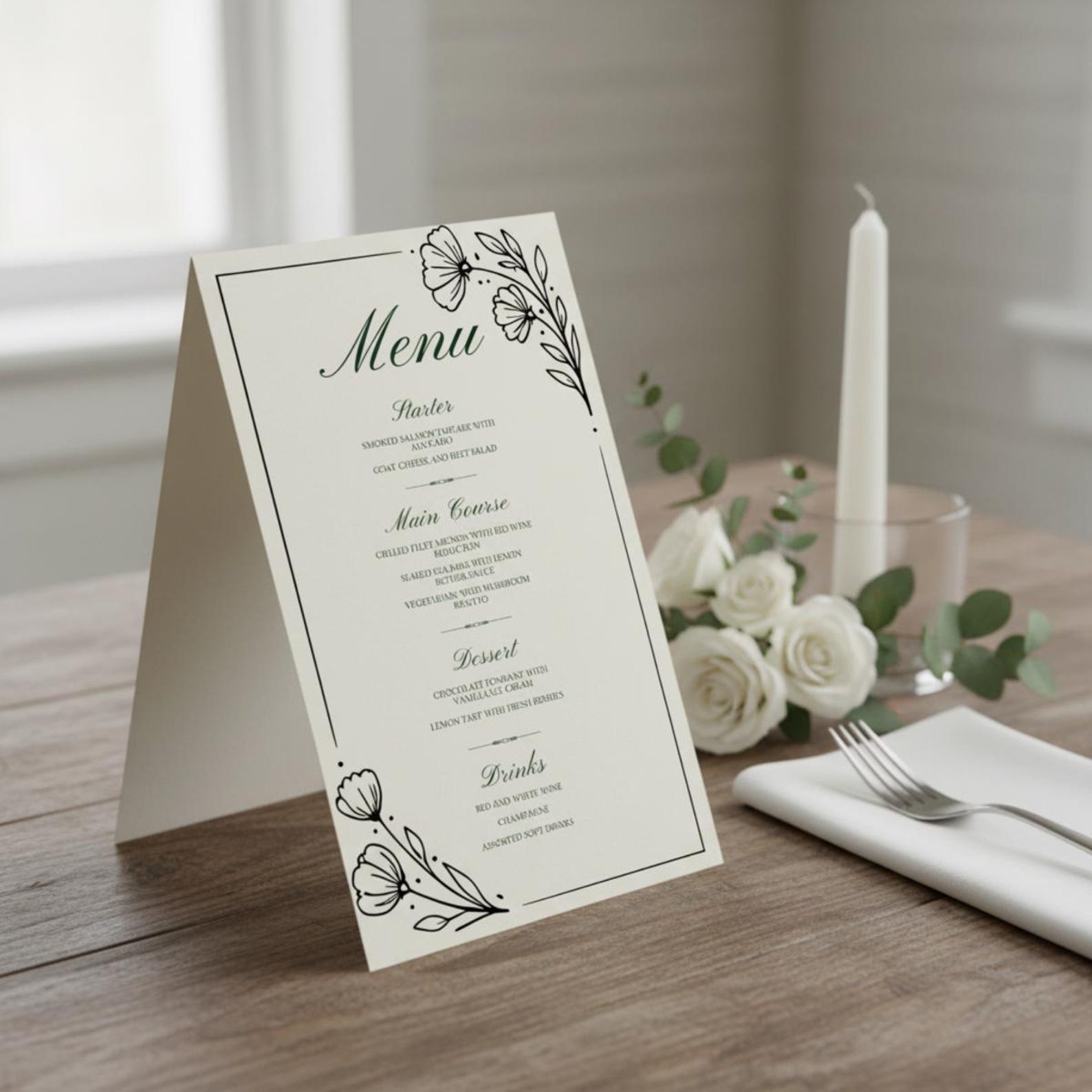 Menu Retangle Rectangle Floral Border SVG PNG Set, Minimal Line Art Flower Frames for ...