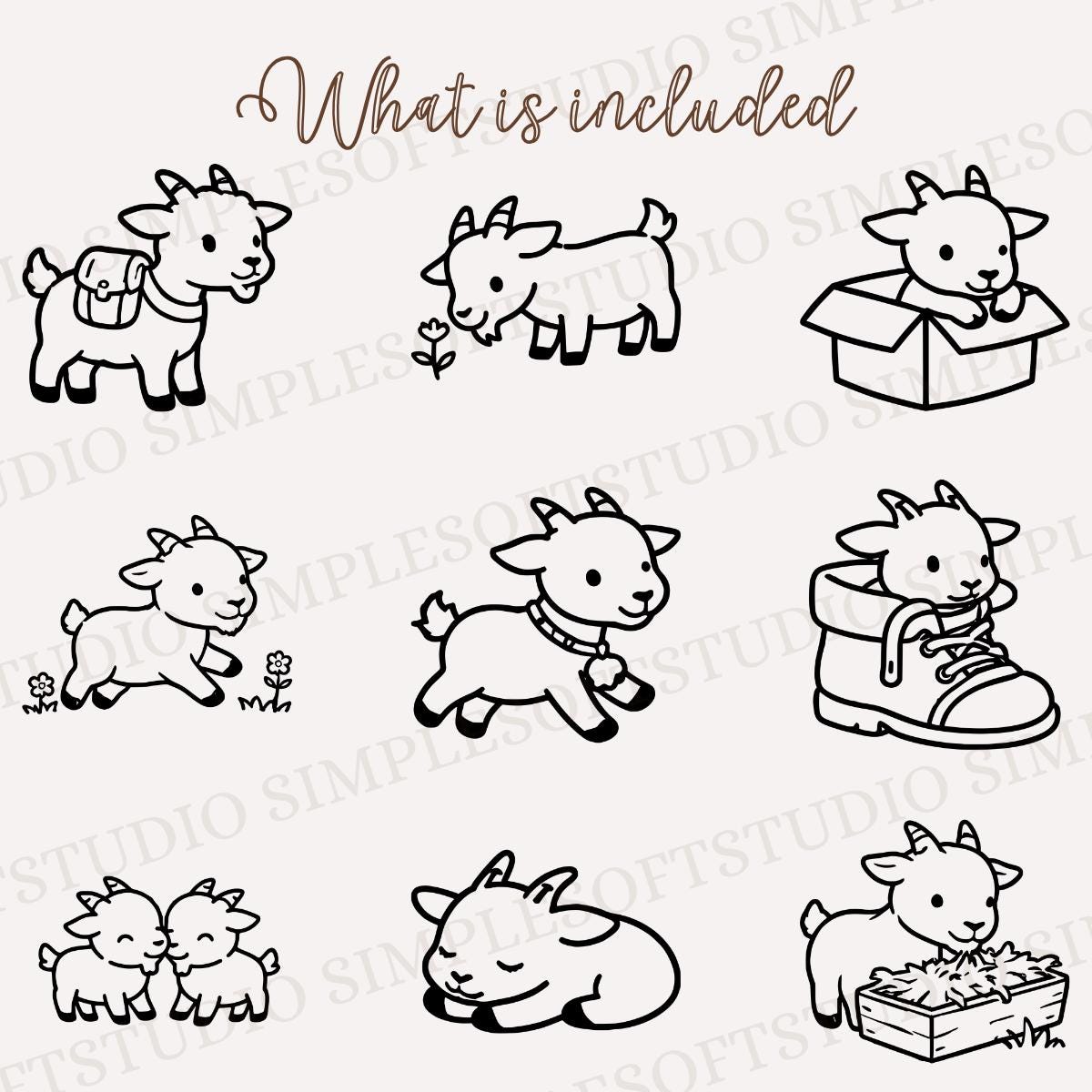 Adorable Goat SVG Bundle, Cute Goats Clipart PNG, Farm Animal Files for ...