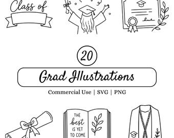 Pacchetto SVG per la laurea, PNG Classe 2026, Set di clipart per la laurea, Design del cappello da laureato, File di taglio per Cricut, Decorazioni per laureati
