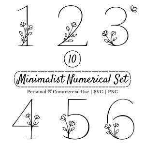 Minimal Floral Numbers SVG Set 0–9, Botanical Numerals PNG Clipart for Wedding Invitations, Table Numbering, Cards, Signs, Personal Crafts