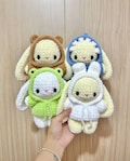 Chunky Crochet Bunny Plush in Hoodie, Amigurumi Easter Bunny Toy, Kawaii Stuffed Animal, Cute Easter Basket Stuffer, Handmade Baby Gift product logo