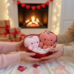 Handmade Crochet Heart Plushie, Chenille Yarn, Valentine's Gift image 2