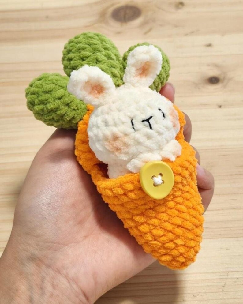 Crochet Bunny Carrot Keychain, Cute Rabbit in Carrot Amigurumi, Easter ...