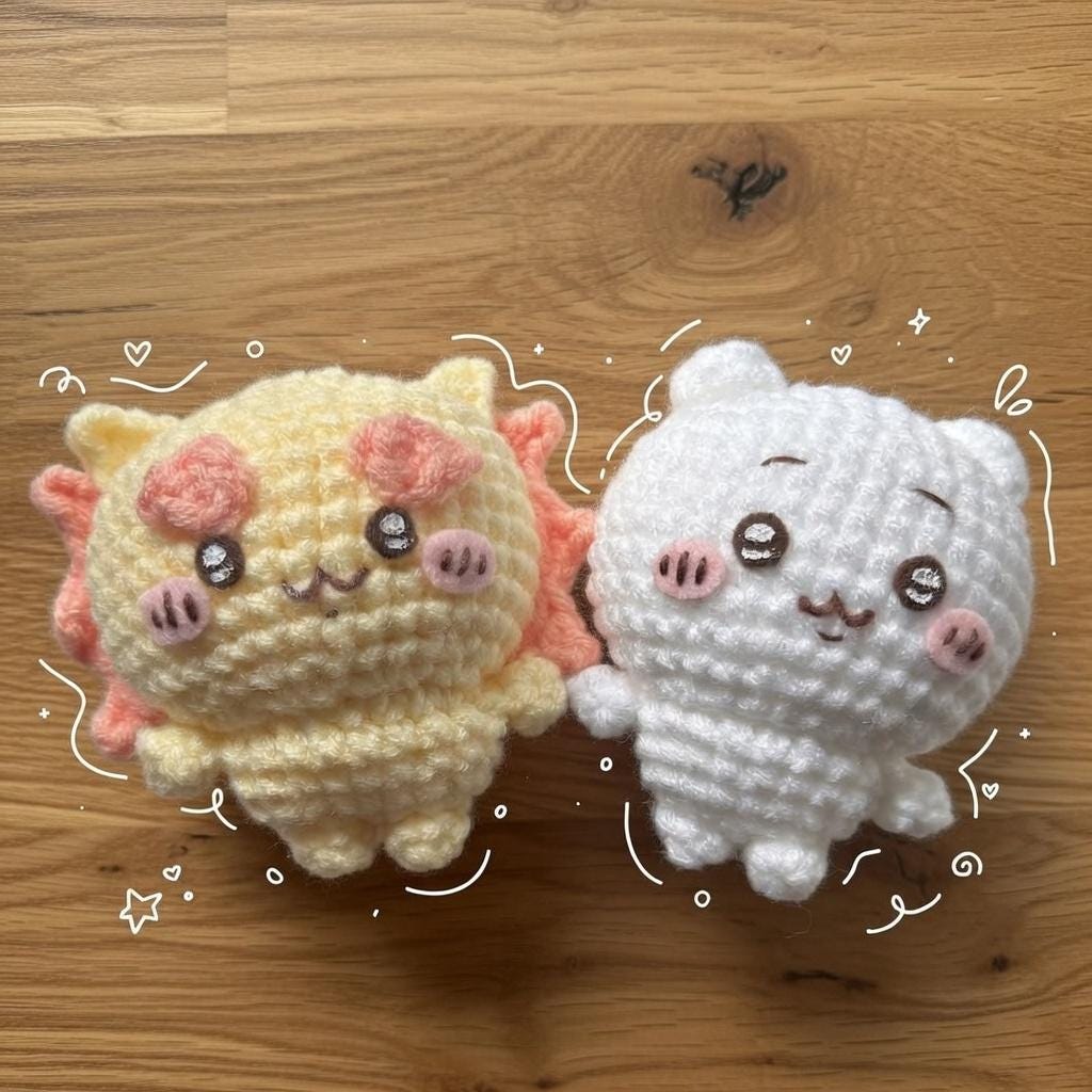 Crochet Chiikawa Plush, Handmade Kawaii Amigurumi Doll, Cute Chibi Mini ...