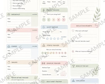 Printable Daily Food Journal | Calorie And Wellness Tracker | A4 & US Letter PDF