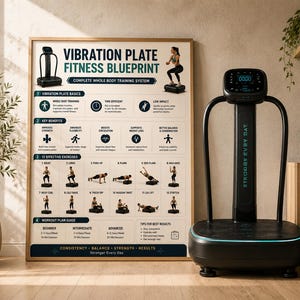 Vibration Plate Workout Bundle, 8 Printable Exercise Posters, Whole Body Fitness Wall Art, Beginner to Advanced Guide, A4 US Letter Download