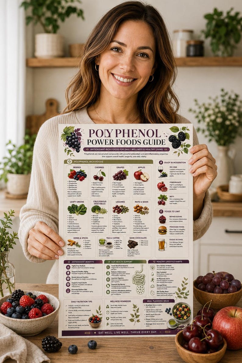 Polyphenol Food List Printable PDF | Antioxidant Foods Chart | Anti ...