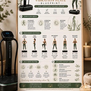 Vibration Plate Workout Bundle, 8 Printable Exercise Posters, Whole Body Fitness Wall Art, Beginner to Advanced Guide, A4 US Letter Download