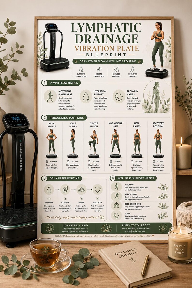 Vibration Plate Workout Bundle, 8 Printable Exercise Posters, Whole Body Fitness Wall Art, Beginner to Advanced Guide, A4 US Letter Download