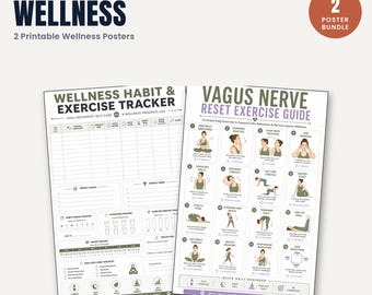 Vagus Nerve Reset Exercise Guide | 16 Calming Nervous System & Breathing Exercises | Stress Relief Wellness Printable