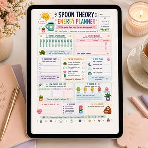 Spoon Theory Energy Planner | Chronic Illness Spoonie Printable | ADHD Fatigue Tracker | Pacing Self Care Planner | Low Spoon Days