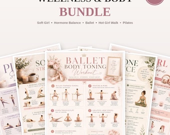 Pacchetto di allenamento benessere per donne, tabelle di esercizi Pilates, guida per tonificare il corpo con la danza classica, routine per l'equilibrio ormonale, materiali stampabili Soft Girl Fitness