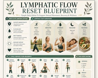Lymphatic Drainage Exercises Poster | Lymph Flow Workout Guide | Full Body Movement Chart | Detox Wellness Printable | Fitness Wall Art