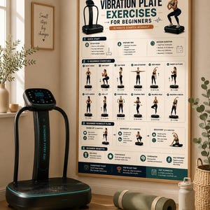 Vibration Plate Workout Bundle, 8 Printable Exercise Posters, Whole Body Fitness Wall Art, Beginner to Advanced Guide, A4 US Letter Download