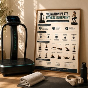 Vibration Plate Workout Bundle, 8 Printable Exercise Posters, Whole Body Fitness Wall Art, Beginner to Advanced Guide, A4 US Letter Download