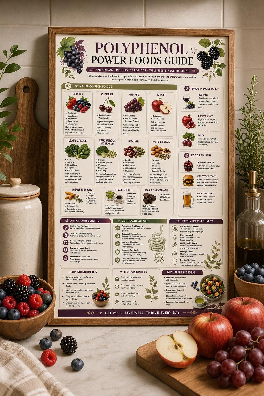 Polyphenol Food List Printable PDF | Antioxidant Foods Chart | Anti ...