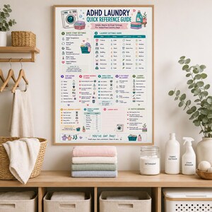 ADHD Laundry Quick Reference Guide | Washer & Dryer Settings Cheat Sheet | Executive Dysfunction Cleaning Printable