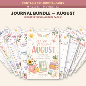 Augusti Bullet Journal-paket, Medelhavssommarbujo, Digital produkt, Augustiplanerare, Julijournal, Utskrivbar PDF-fil
