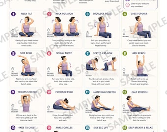 Pre-Bed Workout Poster printable, 16 Gentle Evening Stretches for Sleep, Low Impact Bedtime Exercise Routine, Printable Fitness Poster PDF