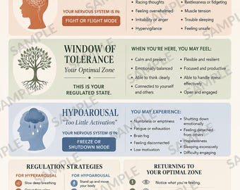 Window of Tolerance Poster, Nervous System Regulation Printable, Therapy Office Wall Art, Emotional Regulation Guide, A4 US Letter Download
