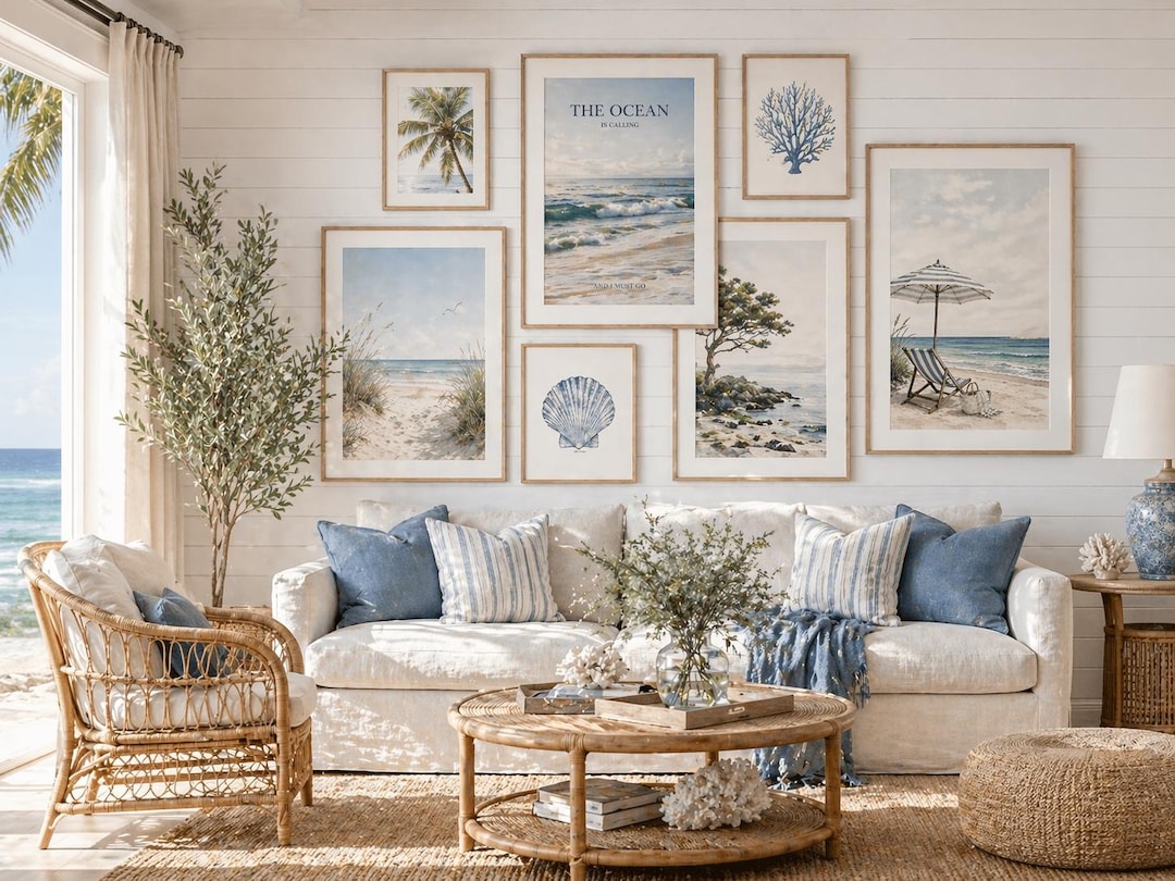 Coastal Wall Art Set, Beach House Decor Prints, Nautical Ocean Gallery ...